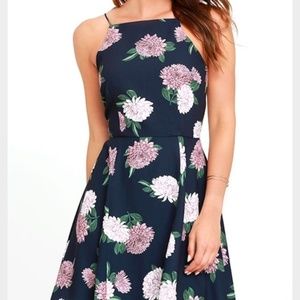 KEEPSAKE Up for Air Navy Floral high neck dress